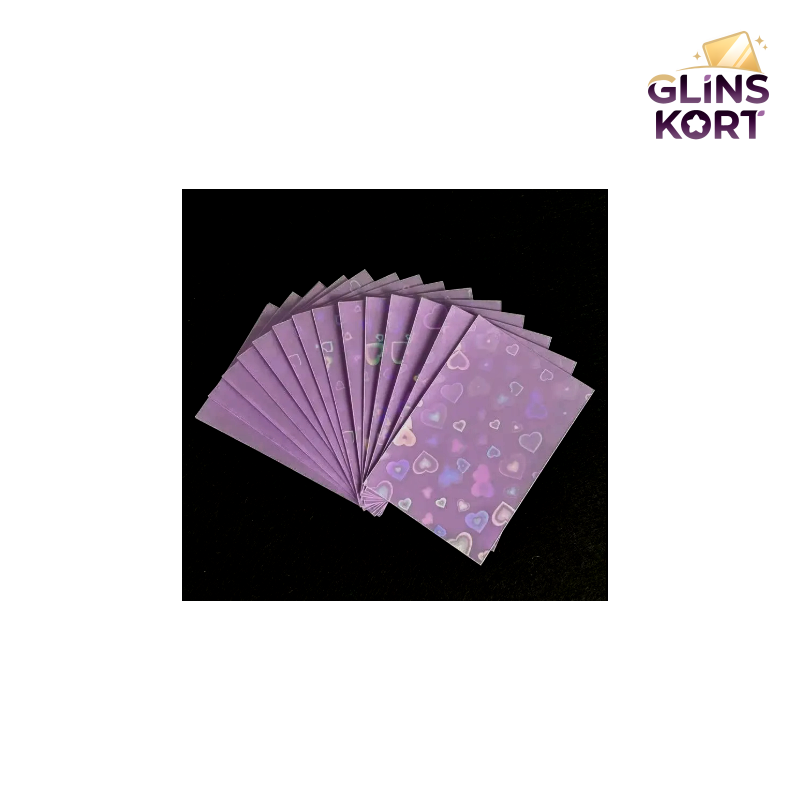 Kawaii sleeves - Holo hjerter - Lilla