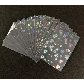 Kawaii sleeves - Holo hjerter - Sort