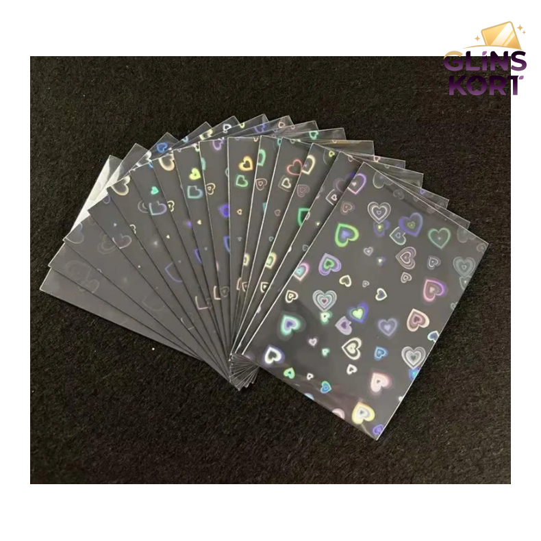 Kawaii sleeves - Holo hjerter - Sort