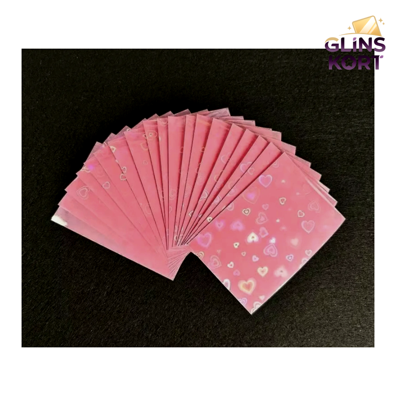 Kawaii sleeves - Holo hjerter - Rosa