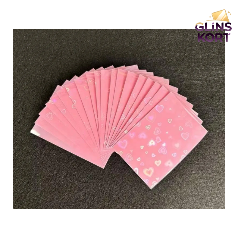 Kawaii sleeves - Holo hjerter - Rosa